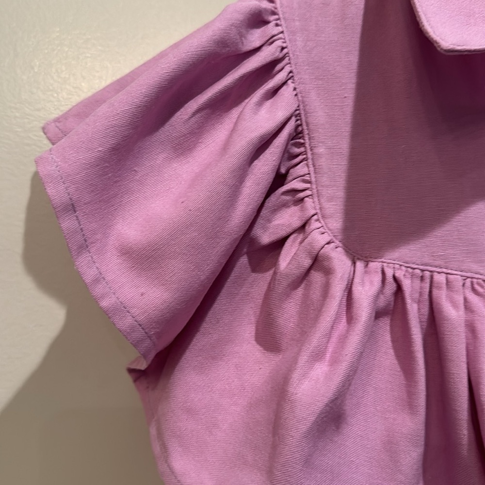 The Shirt By Rochelle Behrens The Ayla Purple Shirt Dress Small Ruffle Mini - Picture 8 of 15